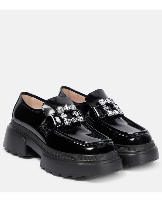 Roger Vivier Wallaviv strass buckle patent leather loafers