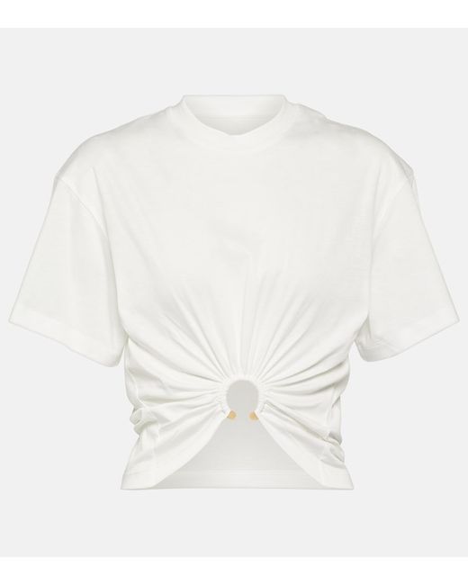 Paco Rabanne Embellished cotton jersey crop top