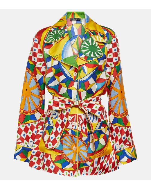 Dolce & Gabbana Printed silk pajama shirt