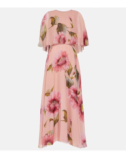 Giambattista Valli Caped floral silk georgette gown
