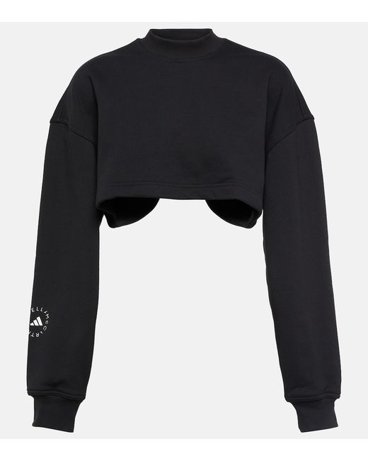 Adidas by Stella McCartney Cropped cotton jersey sweatshirt