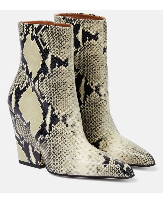 Paris Texas Jane snake-print leather ankle boots
