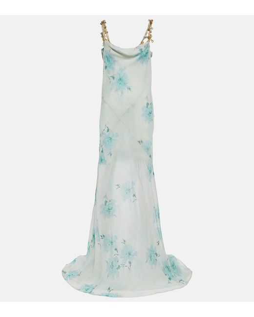 Dries Van Noten Floral embellished silk chiffon gown
