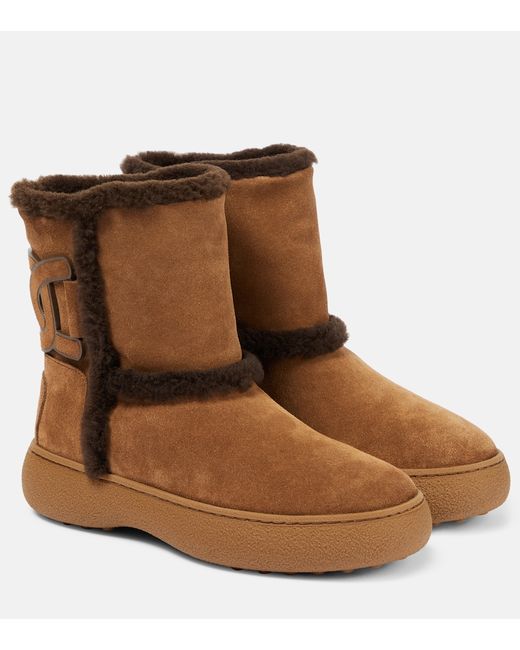 Tod's Kate suede and shearling ankle boots