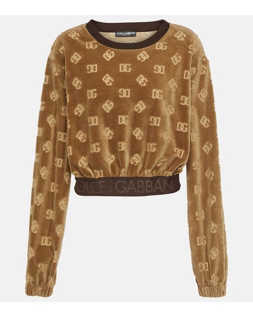 Dolce & Gabbana DG cropped velvet sweatshirt
