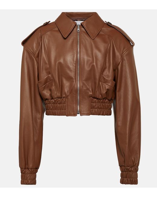 Giuseppe Di Morabito Cropped leather bomber jacket