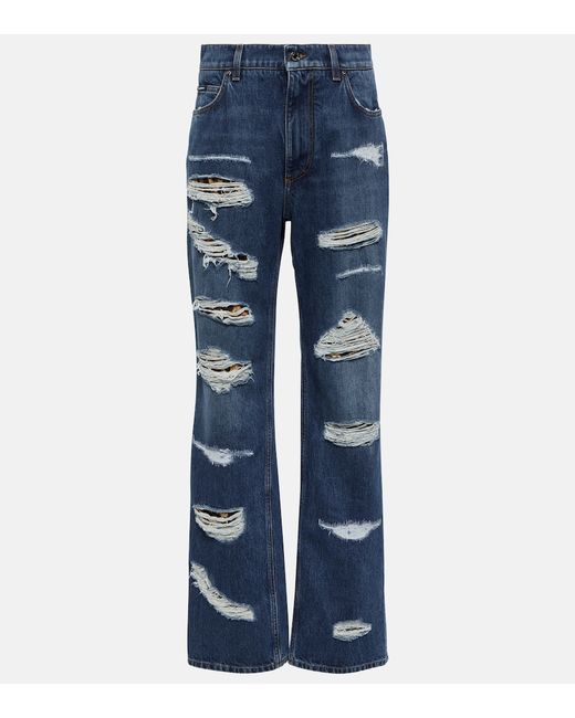 Dolce & Gabbana Distressed high-rise jeans