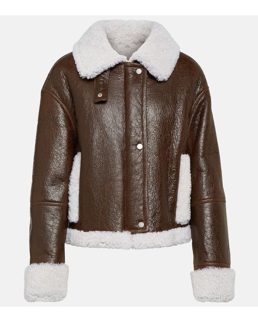 Yves Salomon Shearling-trimmed leather jacket