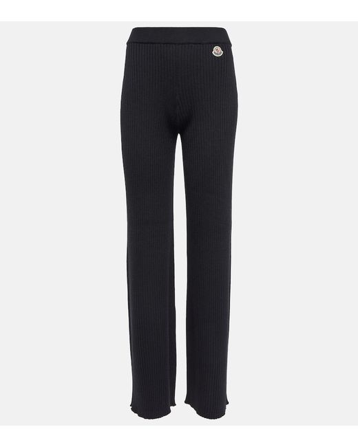 Moncler High-rise wool blend straight pants