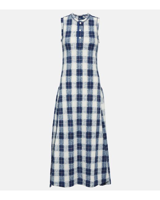 Polo Ralph Lauren Plaid cotton jersey maxi dress