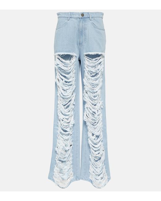 Dion Lee Distressed low-rise wide-leg jeans