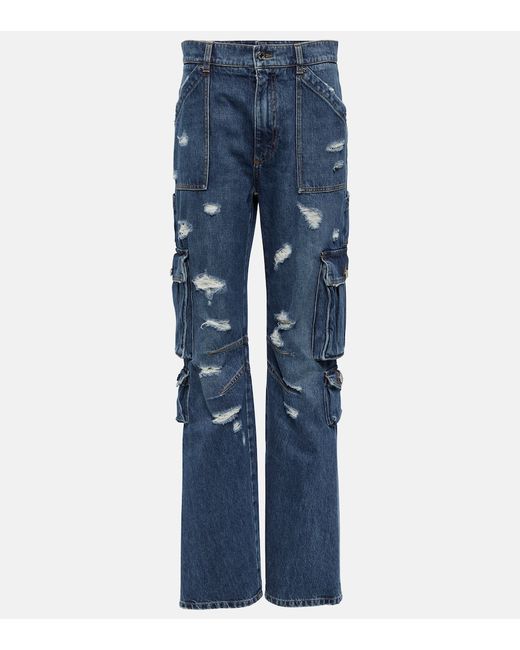 Dolce & Gabbana Distressed high-rise cargo jeans
