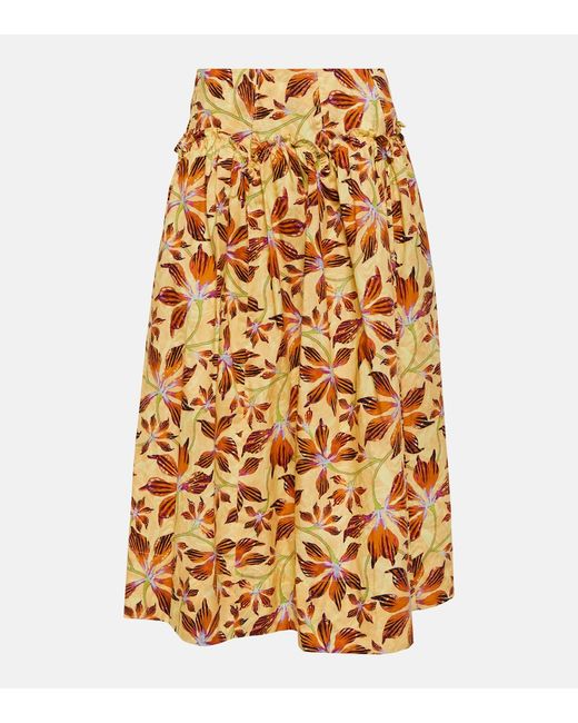 Ulla Johnson Emmy floral cotton poplin midi skirt