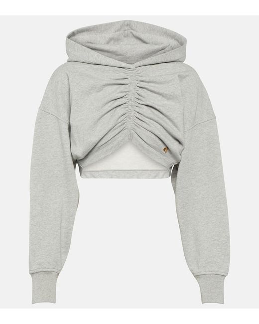 Palm Angels Cropped cotton jersey hoodie