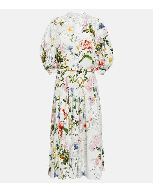 Oscar de la Renta Floral cotton-blend midi dress