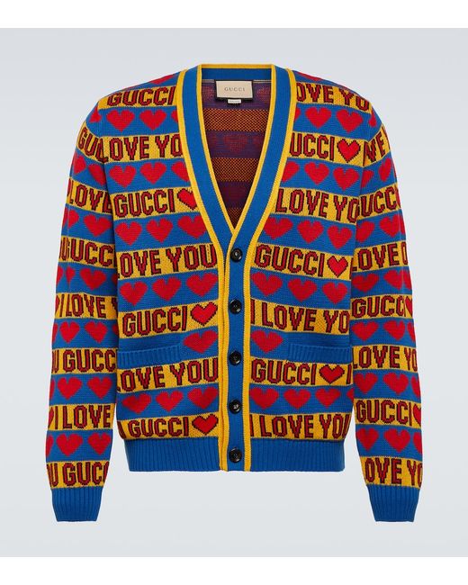 Gucci Intarsia striped cotton and wool cardigan