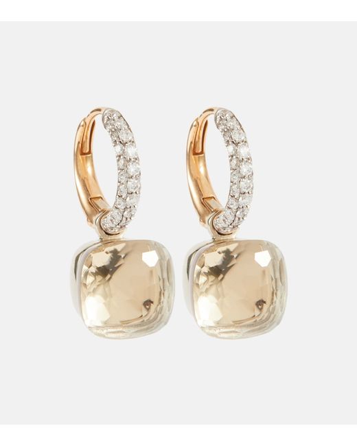 Pomellato Nudo Classic 18kt rose and gold earrings with topaz diamonds