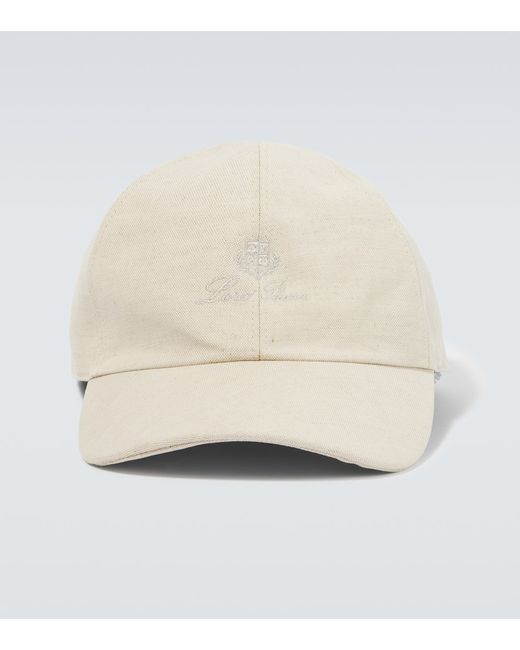 Loro Piana Logo cotton and linen baseball cap
