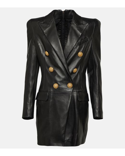 Balmain Leather blazer minidress