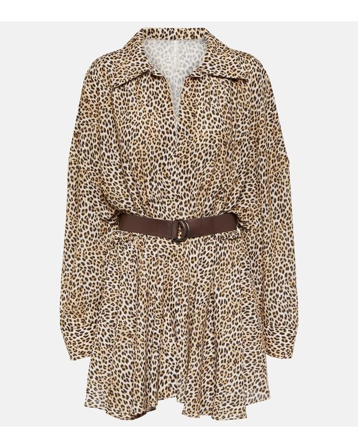 Norma Kamali Leopard-print georgette shirt dress