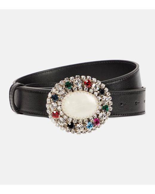 Alessandra Rich Embellished leather belt