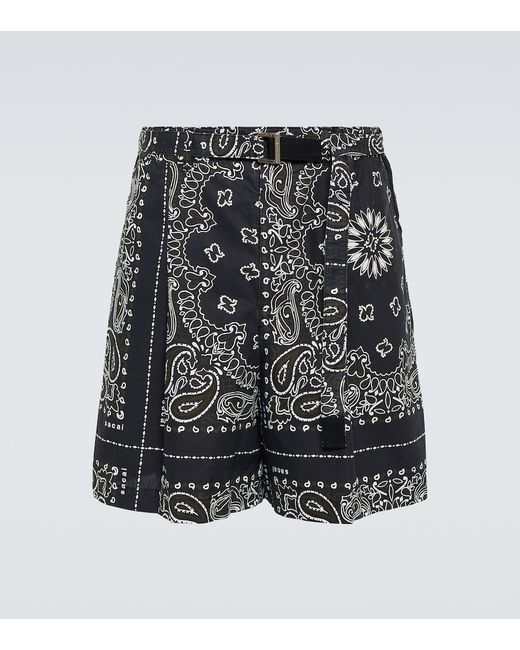 Sacai Bandana cotton poplin shorts