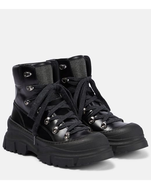 Brunello Cucinelli Leather combat boots