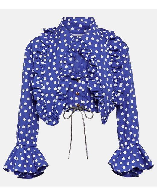Vivienne Westwood Heart polka-dot ruffled cotton blouse