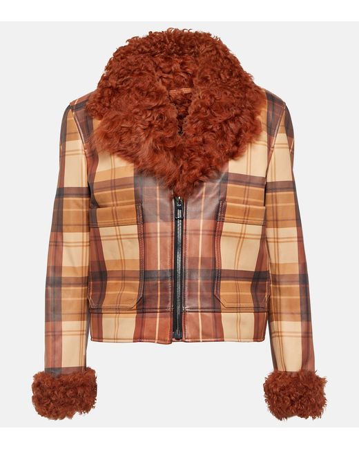 Dodo Bar Or Ruben checked shearling-trimmed leather jacket