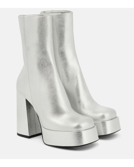 Versace Aevitas metallic leather platform ankle boots