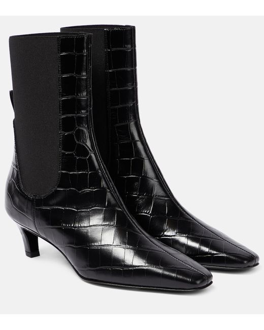 Totême Croc-effect leather ankle boots