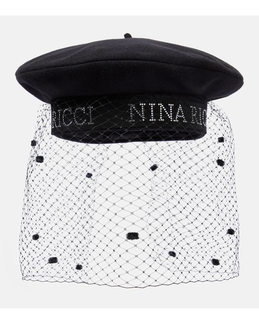 Nina Ricci Embellished wool-blend beret