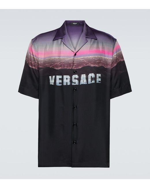 Versace Printed silk bowling shirt