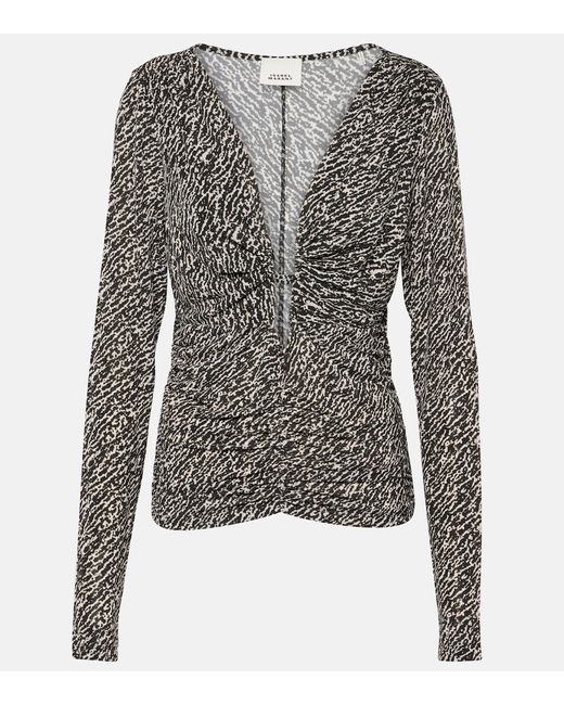Isabel Marant Laura printed ruched jersey top