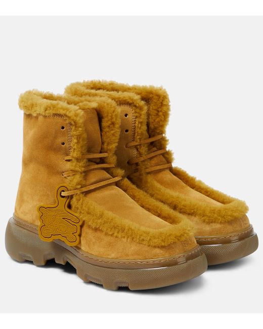 Burberry Chugga shearling-trimmed suede boots