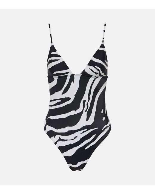 Stella McCartney Zebra-print high-leg swimsuit