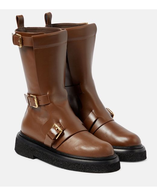 Max Mara Bucklesboot leather ankle boots
