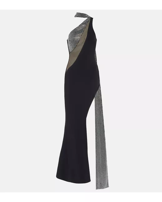 David Koma Crystal-embellished scarf gown