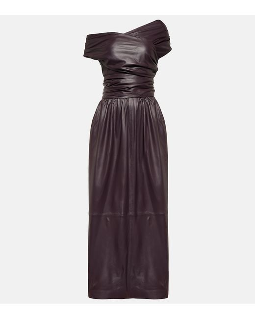 Altuzarra Corfu off-shoulder leather maxi dress