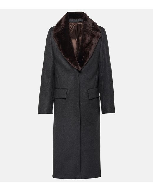 Totême Shearling-trimmed wool-blend coat