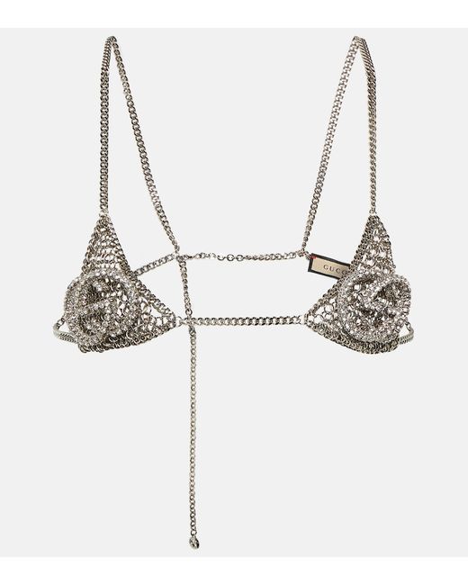 Gucci Interlocking G embellished chain bra