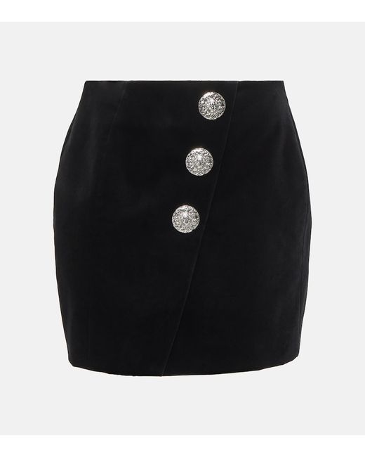 Balmain Embellished velvet miniskirt