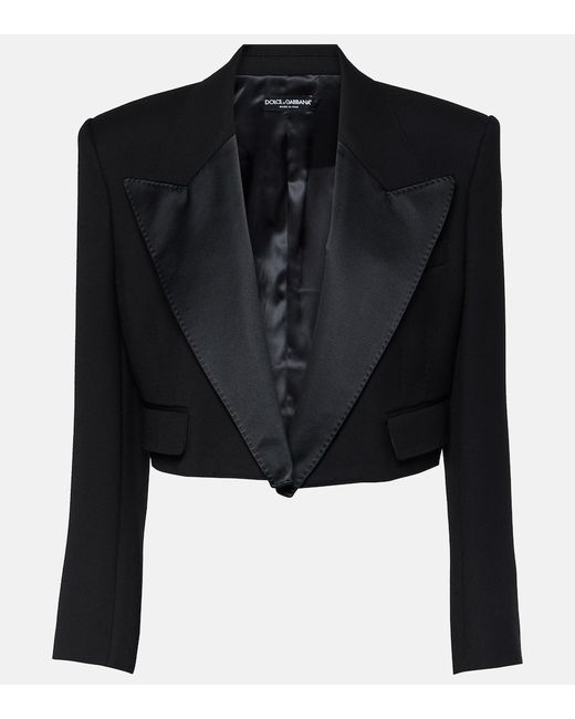 Dolce & Gabbana Cropped wool-blend tuxedo blazer