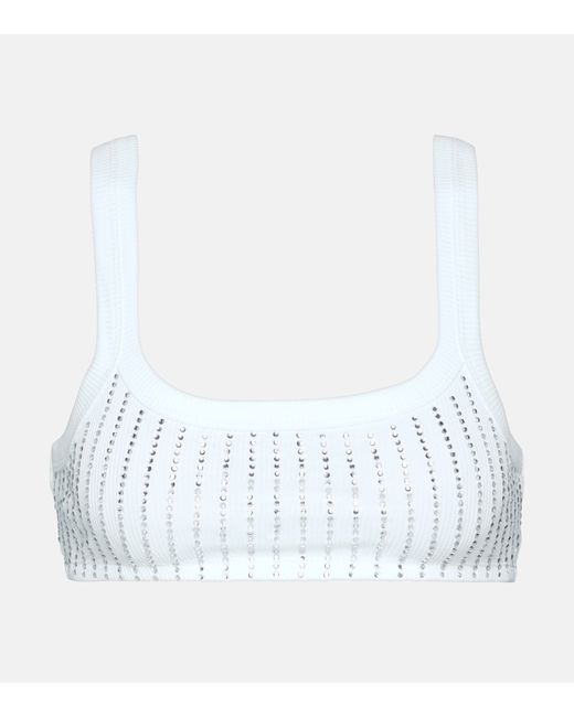Attico Crystal-embellished cotton top