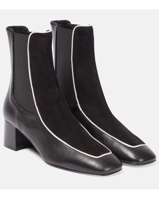Totême Velvet-trimmed leather ankle boots