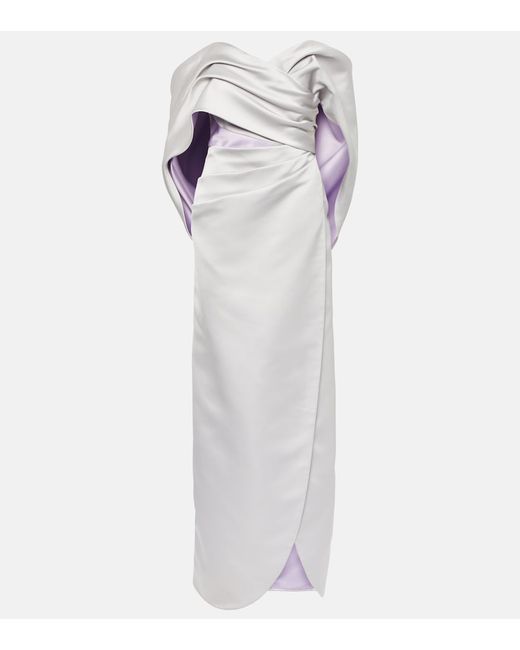 Carolina Herrera Off-shoulder draped satin gown