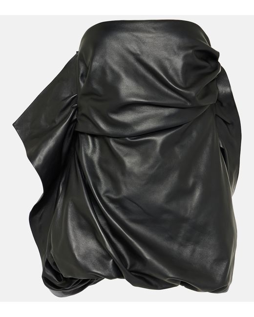 Attico Strapless leather minidress