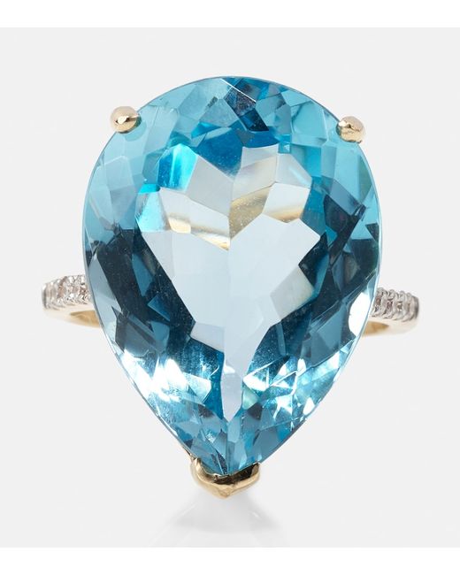 Mateo 14kt gold ring with topaz and diamonds