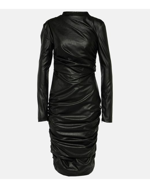 Tom Ford Ruched faux leather midi dress