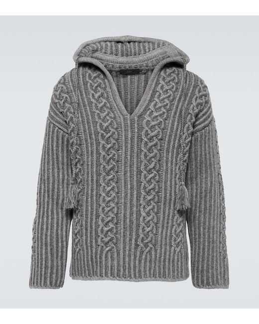 Alanui Cable-knit virgin wool hoodie
